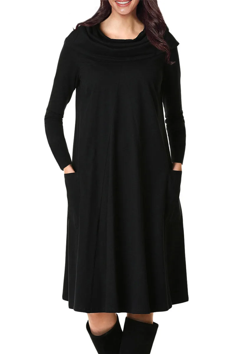 Black-Cowl-Neck-Long-Sleeve-Jersey-Dress-LC610875-2-1