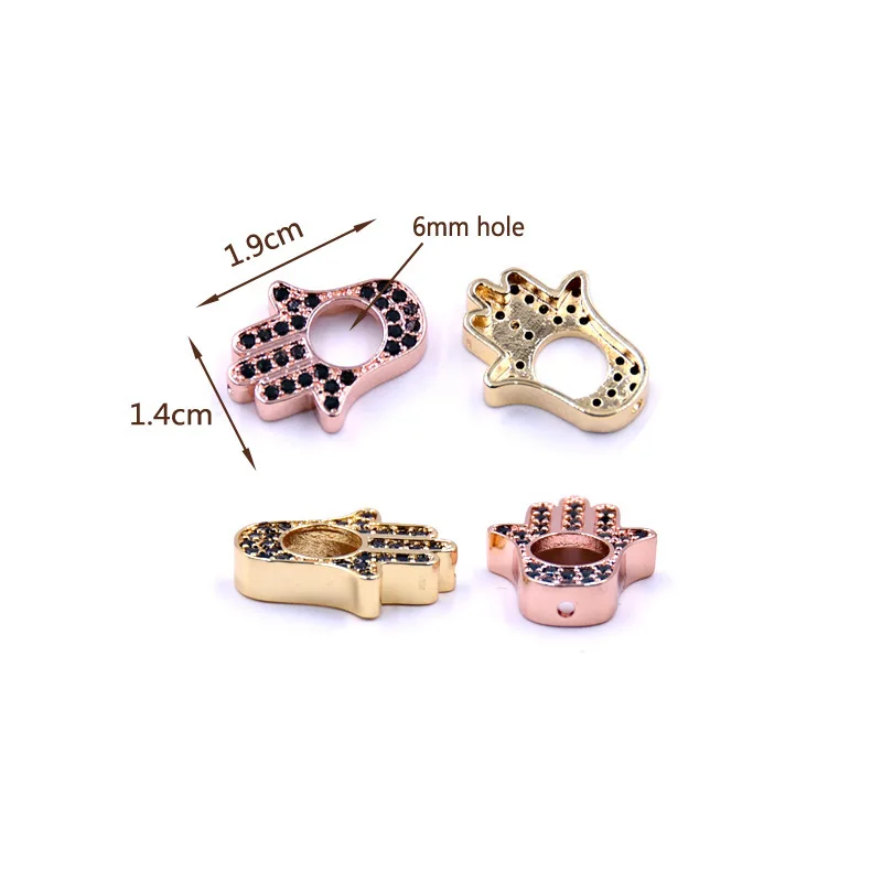 

Brass Cubic Zirconia Hamsa Hand Charms beads Spacer Beads Handmande Jewelry Making