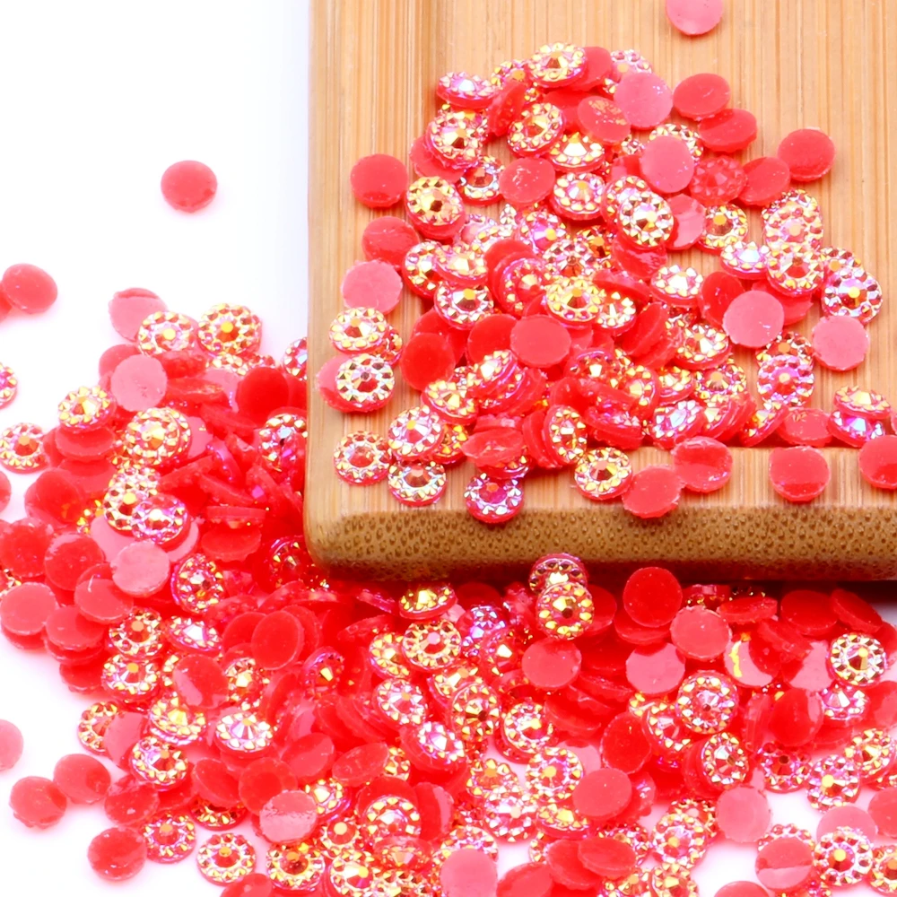 

500pcs 5mm Sunflower Jelly AB Color Resin Rhinesstones Flatback Glue On 3D Nail Art Decoration DIY Phone Craft Jewelry Stones