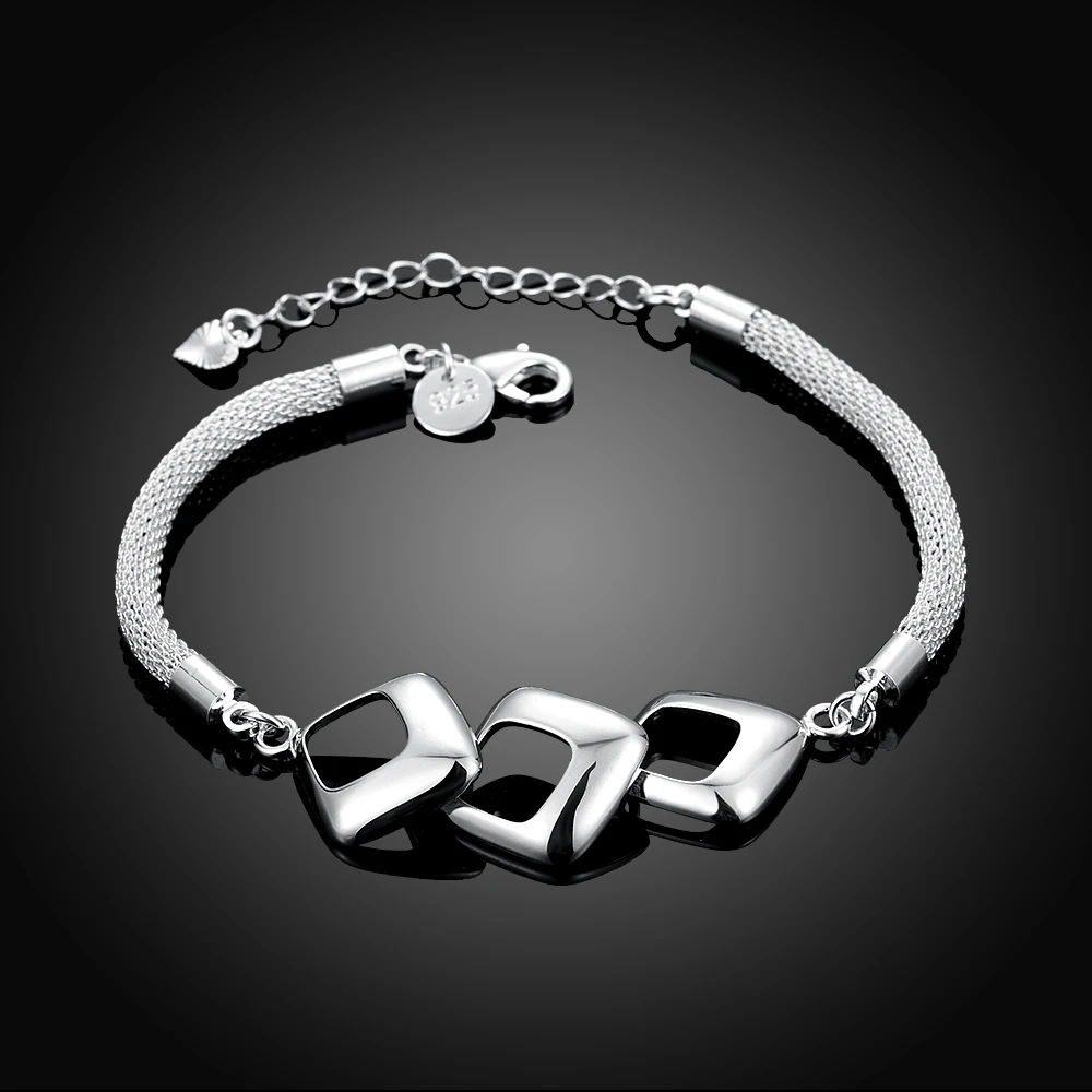 Women's Fashion Jewelry 8'' Cable wire Chain 925 Sterling Silver Three