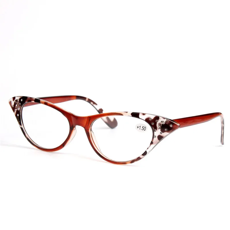 Модные очки для чтения S5023 кошачий глаз форма с акриловые бриллианты украшения гипериопии модные очки для женщин - Цвет оправы: wine red