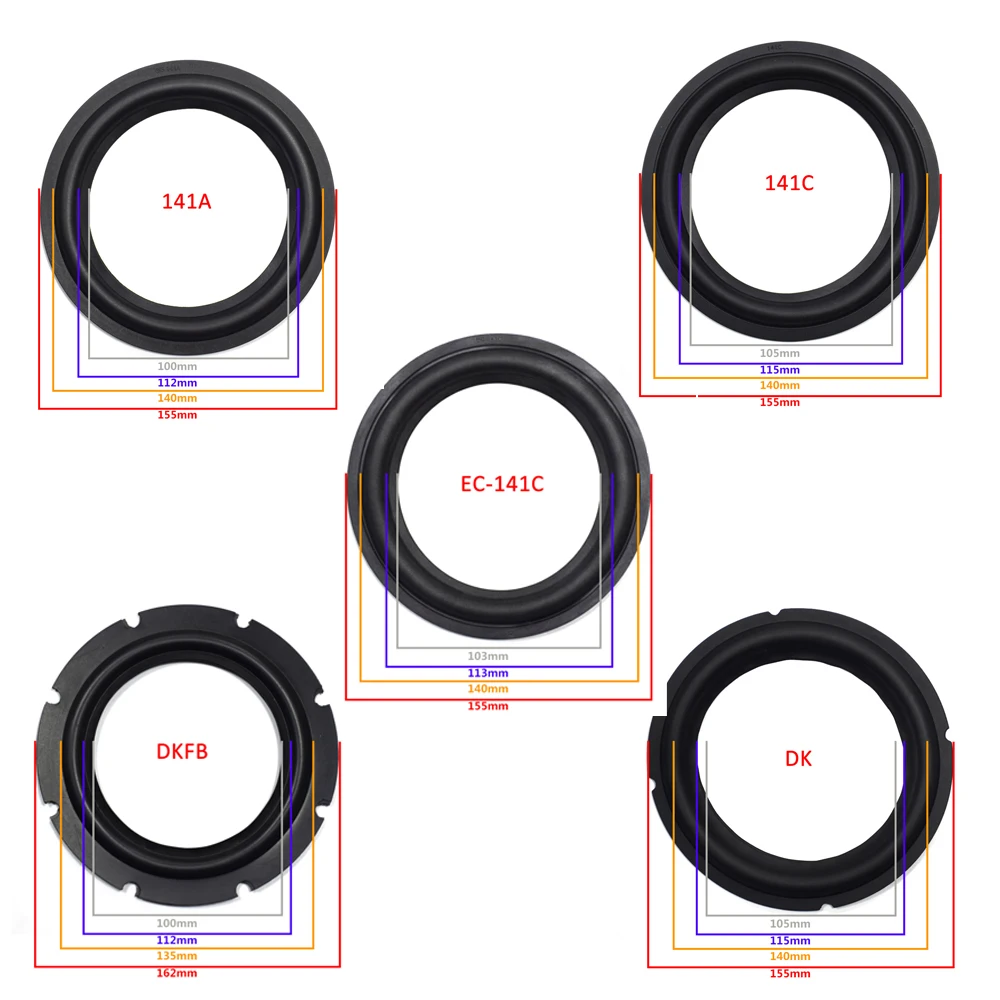 

6.5 inch Speaker Rubber Surround Woofer Edge Repairing Folding Edge Subwoofer Ring DIY Repair Kits Accessory Speaker Suspension