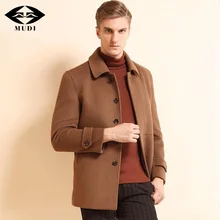 MUDI Wool Coat Hig Quality Woolen Cloth Winter Jacket Men Slim Mid Long Cashmere Coats Cardigan Jackets Black Elegant Overcoats