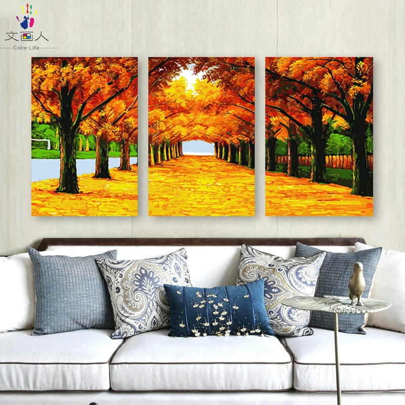 

diy painting coloring by numbers with kits on canvas yellow road Means wealth pictures paint by numbers with diy frame