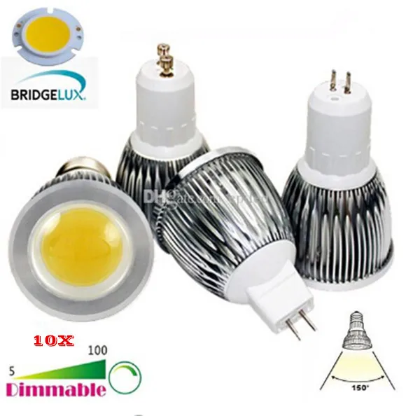 Диммисветодиодный емая Светодиодная лампа MR16 GU5.3 GU10 B22 E14 E27 10 шт LED освещение с COB