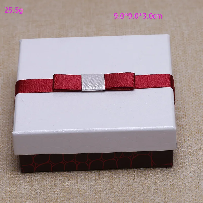 

Free shipping 18PCS Red White 90*90*30 mm square bow necklace earrings ring jewelry jewelry gift box
