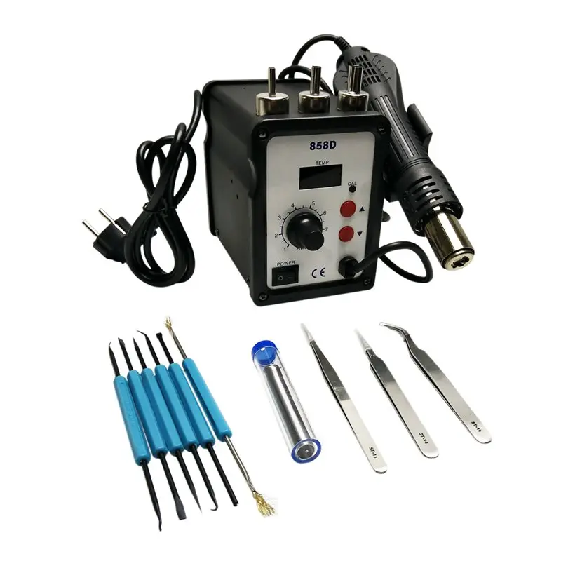 

EU Plug 220V 700W 858D+ Soldering Station Led Digital Solder Iron Desoldering Station BGA Rework Solder Station Hot Air