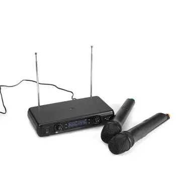 

VHF Dual Handheld Wireless Mircophone Kit Dynamic Microphones with LCD Receiver System for Karaoke Singing Speech