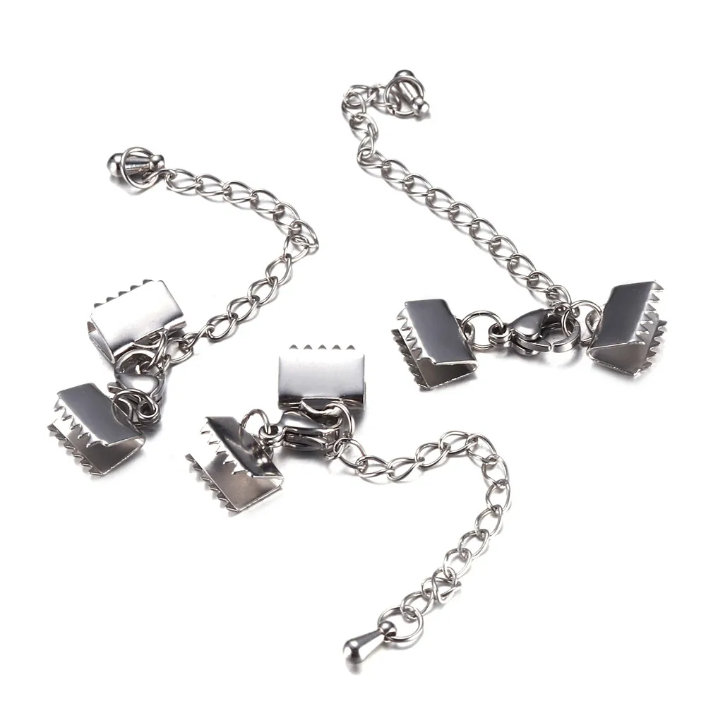 

20PCS/lot 6-20mm Stainless Steel Metal Color Rope Crimp End Beads Chain Clasp for Necklace Bracelet DIY Jewelry Making Findings