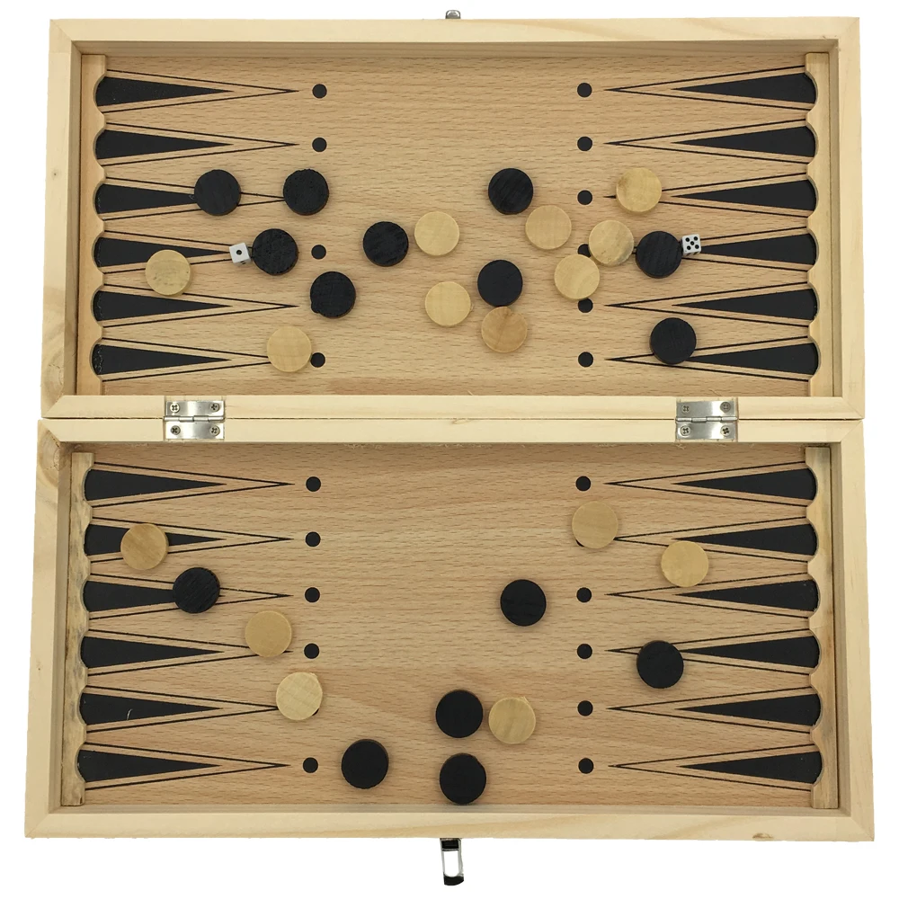 

Chess & Checkers & Backgammon 3 in 1 Set Without Magnetic Large Wooden Chess For Beginners Kids Gift Outdoor Travel Games