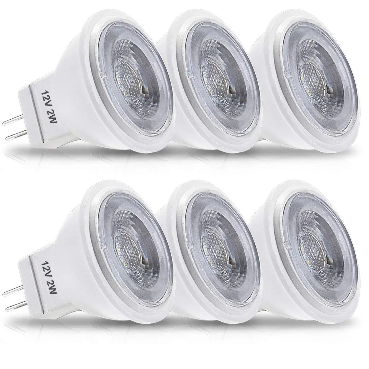 

2Watt MR11 LED Light Bulbs 35W Halogen Bulb Equivalent 3000K Warm White Spotlight 12V 200 Lumen Mini Recessed Lighting-6Pack