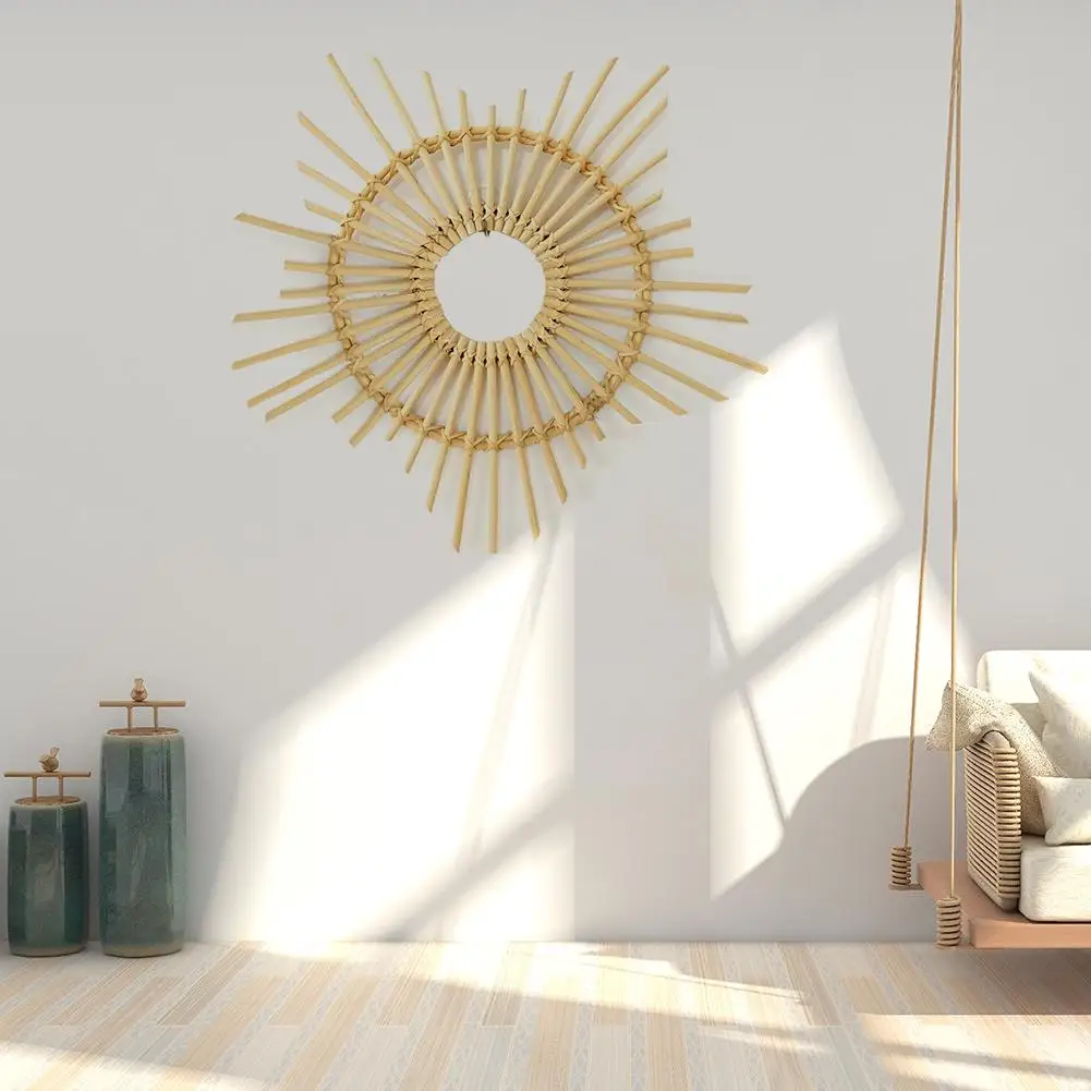 

2019 New Nordic Style Mirror Frame Holder Star-shaped Home Photo Frame Wall Hanging Rattan Wicker Crafts Frame Dropshipping