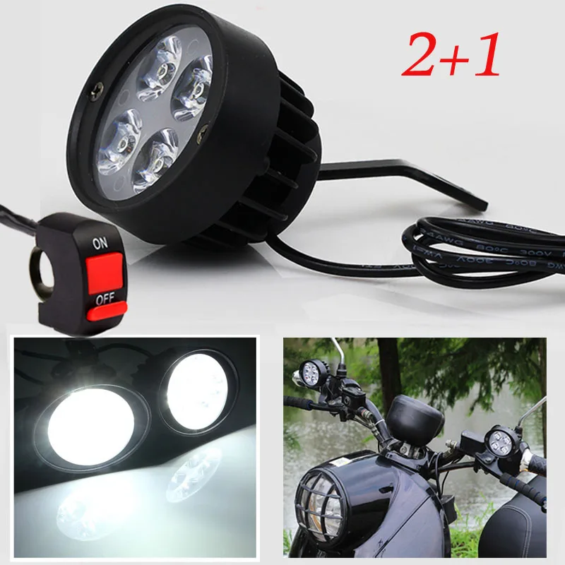 2pcs Motorcycle Scooter LED Headlight Spotlight Moto Driving Fog Spot