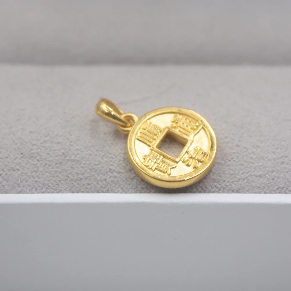 

New Arrival Pure 24k Yellow Gold 3D Women Lucky Coin Pendant 1-1.5g
