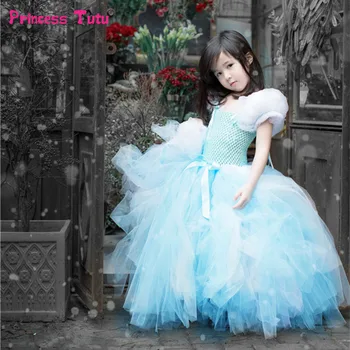 

Girls Princess Cinderella Dress Tulle Fancy Girl Birthday Party Tutu Dress Kids Halloween Christmas Cosplay Cinderella Costume
