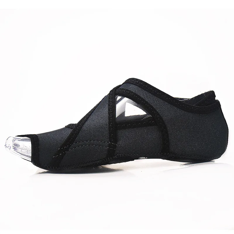 Бандажная обувь для йоги; женская обувь для профессионального фитнеса с противоскользящей подошвой; носки для йоги без пальцев для взрослых; Тонизирующая обувь - Цвет: black