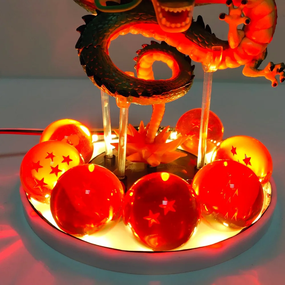 Dragon Ball Z Shenron Светодиодные хрустальные шары Фигурки игрушки аниме Dragon Ball Супер Shenlong Led Статуэтка Esferas Del Dragon DBZ