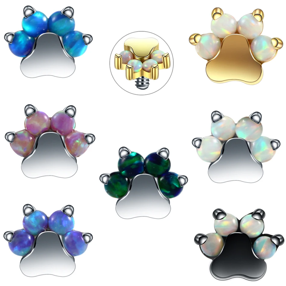 

New Arrival 1PC Surgical Steel Opal Stone Flower Micro Dermal Anchor Top Piercings Surface Skinner Diver Piercing Body Jewelry