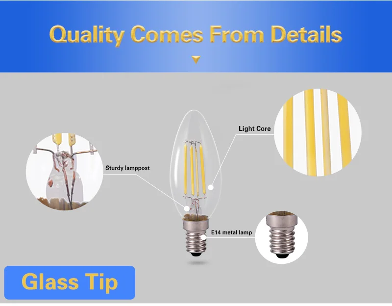 E14 светодиодный лампочка 3W 5 Вт свечи лампы 220 В пламя лампы 2 Вт 4 Вт Edison стеклянная лампа с нитью накаливания bombillas ампулы светодиодный E14 лампы для домашнего декора