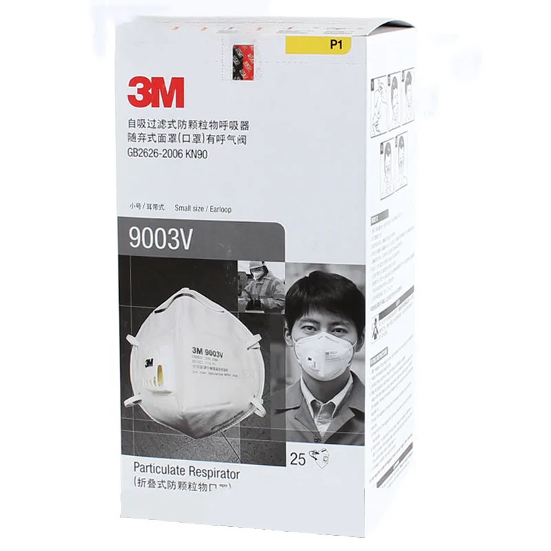 25 шт./лот, 3 м, 9003 в, детская Пылезащитная маска, противотуманная, PM2.5, маска от гриппа, дыхательный клапан, KN90, маленький безопасный респиратор для твердых частиц