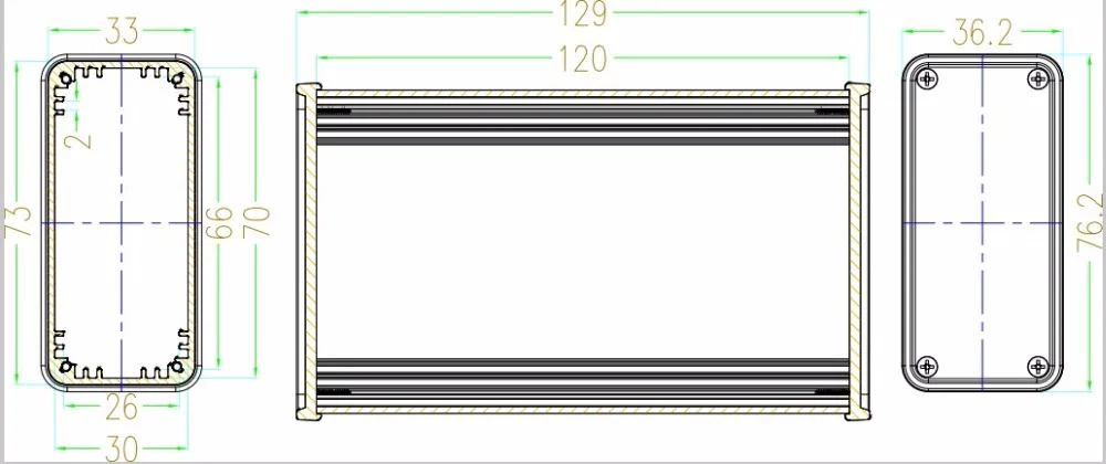 Алюминиевая коробка для проекта, алюминиевый корпус, распределительная коробка, самодельный усилитель, корпус, блок питания, чехол для прибора 120*73*33 мм
