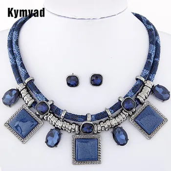 

Kymyad Collier Femme Geometric Necklaces & Pendants Jewelry Sets Crystal Resin Collares Statement Colar For Women Joyeria