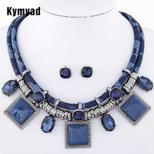 Kymyad Collier Femme geométrico Collares y colgantes joyería conjuntos cristal resina Collares declaración Colar para las mujeres Joyeria