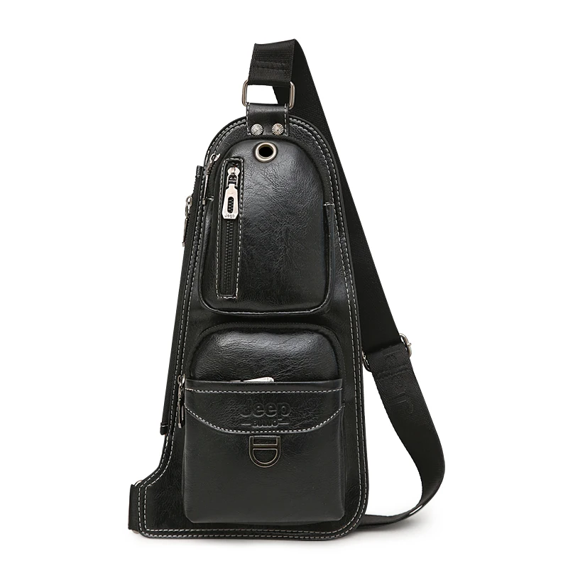 Бренд JEEP BULUO, мужские сумки через плечо, новинка, хит, сумка через плечо, известный бренд, мужские кожаные сумки на лямках, модные, повседневные - Цвет: Black 6196