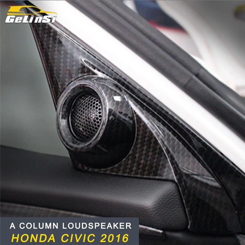 GELINSI A Column Loudspeaker Circle Cover Trim Frame Sticker Interior Accessories for Honda Civic 2016 Car Styling | Автомобили и