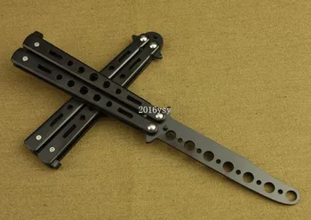 

Wholesale 60PCS/Lot C27 Stainless Steel Practice Training Butterfly Knife Comb Tool Cool Sport Travel Kits Silver/Black