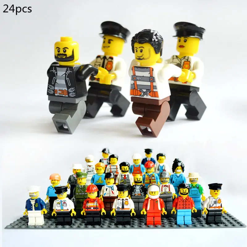 Smartable-24pcs-lot-Building-Blocks-Figures-brick-DIY-toys-Compatible-Legoing-Figures-Police-soldier-24-occupations