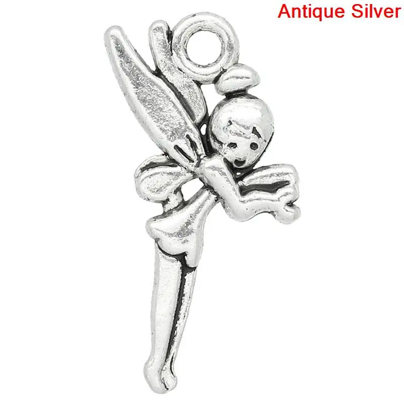 

DoreenBeads Zinc metal alloy Charm Pendants Angel Antique Silver 25mm(1") x 16mm( 5/8"), 8 PCs new