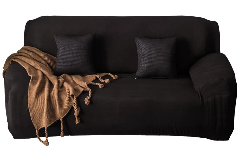 Вязаный эластичный чехол для дивана, чехол для дивана, все включено, чехол для дивана разной формы, высокое качество, сплошной цвет - Цвет: black