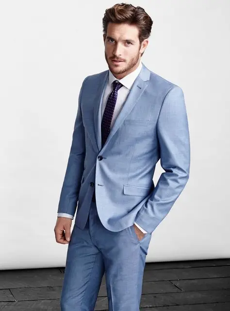 2017 Latest Coat Pant Designs Light Blue Casual Wedding Suits 2017 Latest Coat Pant Designs Light Blue Casual Wedding Suits Tuxedo Terno Slim Fit Skinny Men