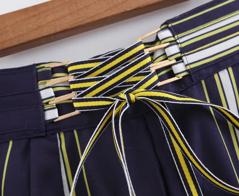 Waist Strap Adjustable Stripe High Waist Wide Leg Pants Fashion Casual Trousers Plus Size Pants Waist Strap Adjustable Stripe High Waist Wide Leg Pants Fashion Casual Trousers Plus Size Pants