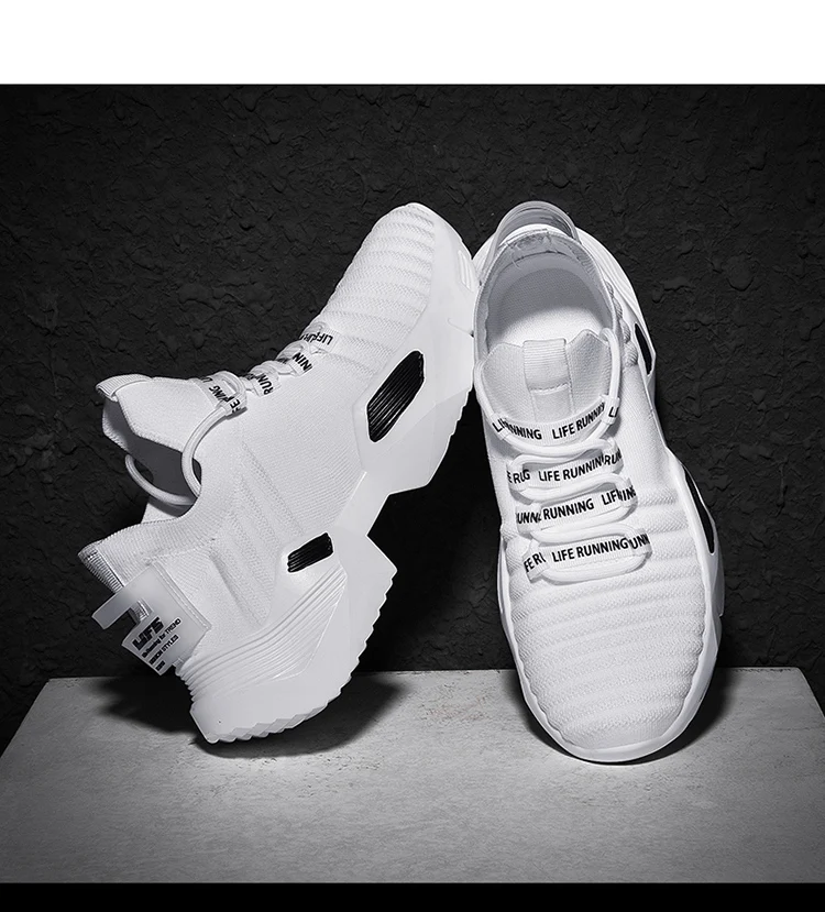 Men High quality White Sneakers Lace-Up Lightweight Breathable Walking Shoes