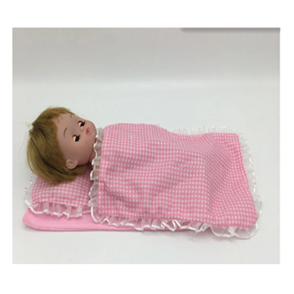 Lovely dolls house bedding set with sheet  for 25cm Dolls Accessories Pink doll bedding accessories for your beloved dolls