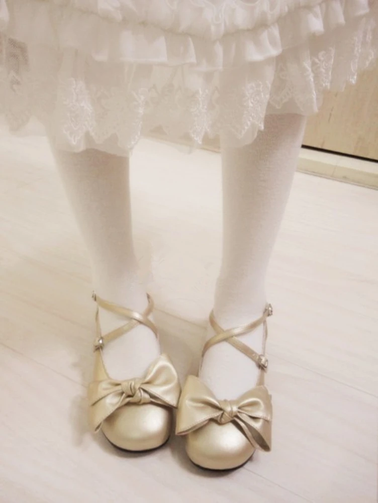 Милые балетки Mary Jane в японском стиле с бантом цвета шампанского; мягкие туфли принцессы в стиле Лолиты