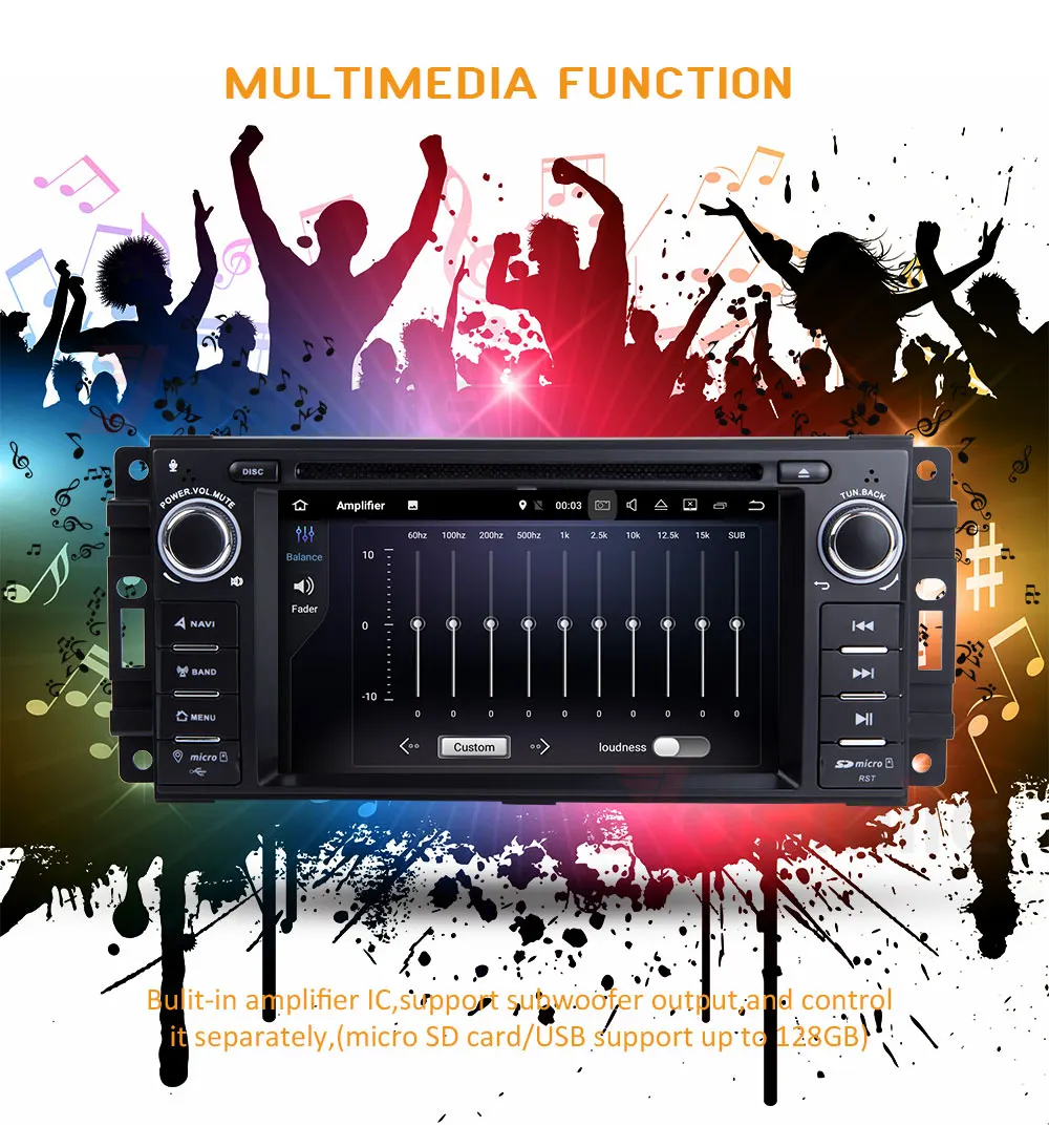 Sale Car Stereo Android 8.0 GPS Navi Bluetooth Sat For 07-10 Jeep Wrangler Unlimited OBD Canbus Octa-Core 4G RAM 32G ROM 2