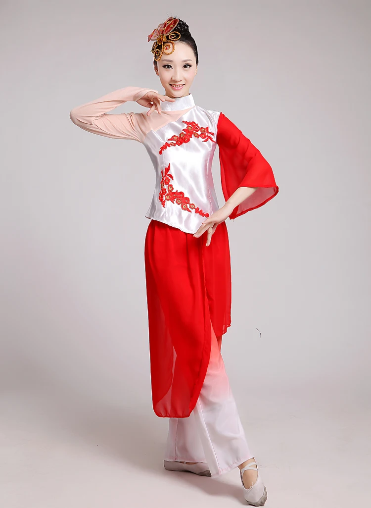 Новый вентилятор танец Костюмы классическая одежда Yangko танцевальные костюмы Национальный зонтик Одежда для взрослых Костюмы для народных