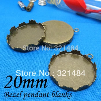 

Bulk 200piece/lot Antique bronze 20mm Crown Edge Earring/Pendant Base Bezel Blanks Tray Setting