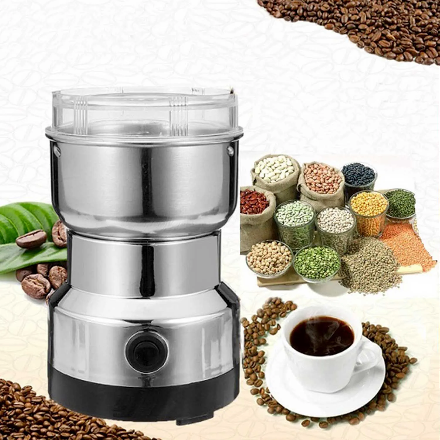 Behogar Mini Electric Coffee Spice Beans Grinder Maker with Stainless