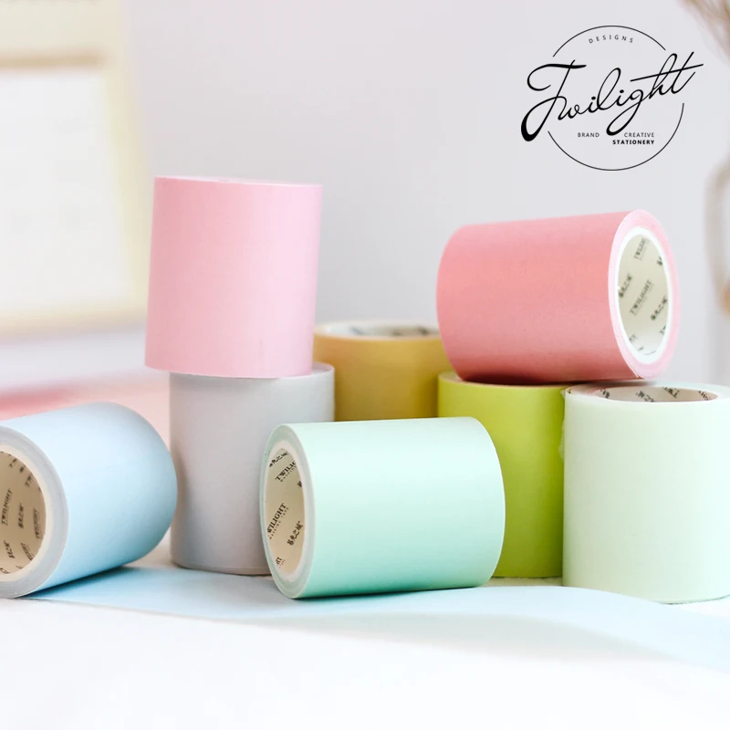 

50mm*5m Macaron Color Washi Tape Fresh Solid Color Handkerchief Collage Diary Decorative Stickers Masking Tape