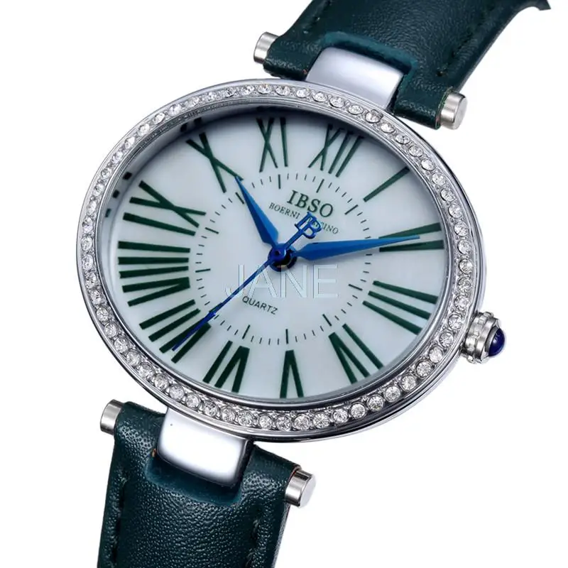 

NATATE IBSO Women Quartz watch Oval Dial Imported Movement Analog Wrist Watch with Waterproof dress Leather Band S3810