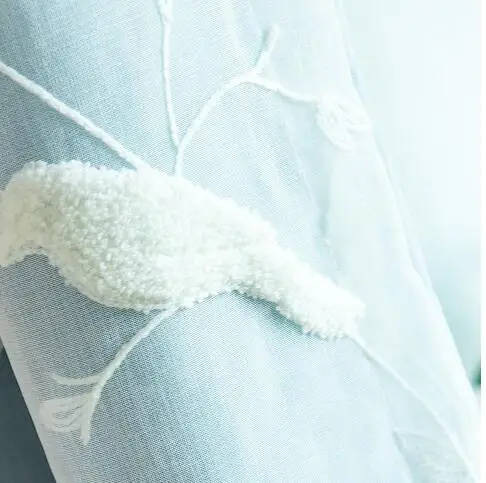 American Embroidered bird Tulle+Cloth double zodiac Window Sheer Curtain For Living Room Bedroom Kitchen Window Screening Panel