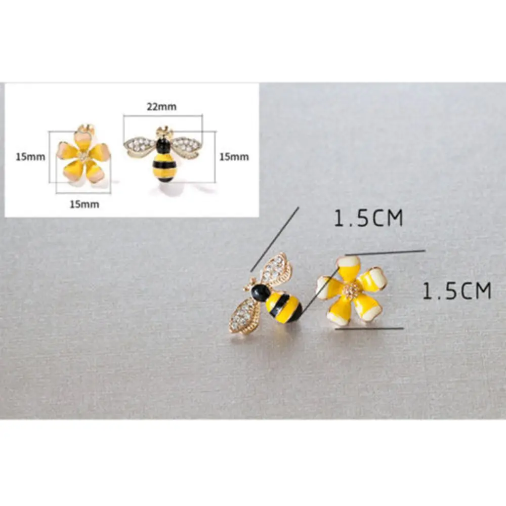 Креативные Новые цветочные пчелы асимметричные серьги циркониевые серьги оптом серьги, ювелирные изделия панковая заклёпка серьги для женщин