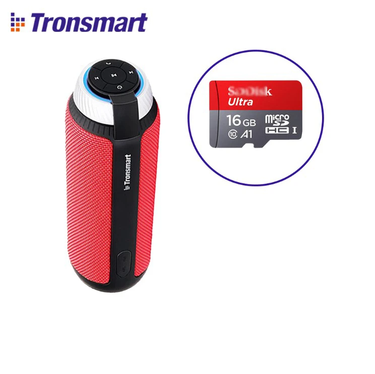 Tronsmart T6 Динамик Портативный Bluetooth 4,1 мини-динамик USB беспроводная звуковая панель аудио приемник с динамиками AUX для музыки MP3 плеер - Цвет: Red Add 16G Card
