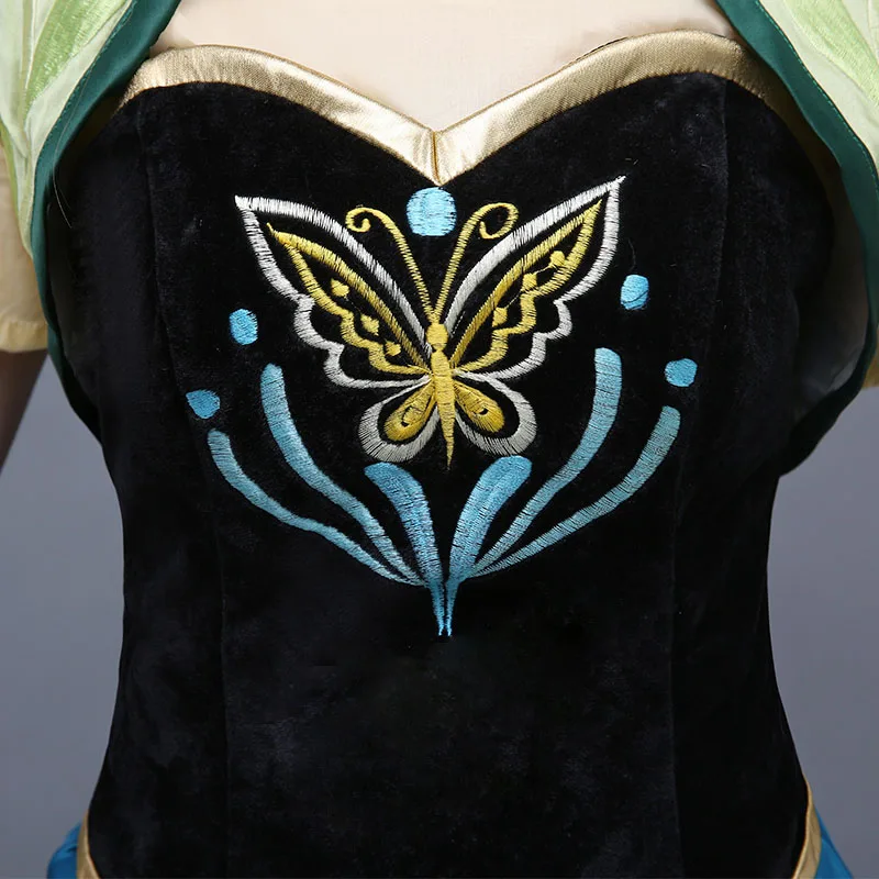 New Arrival Princess Anna Top Embroidery Cosplay Costume Women Dress Customized Halloween Costumes For Adult Women Girls