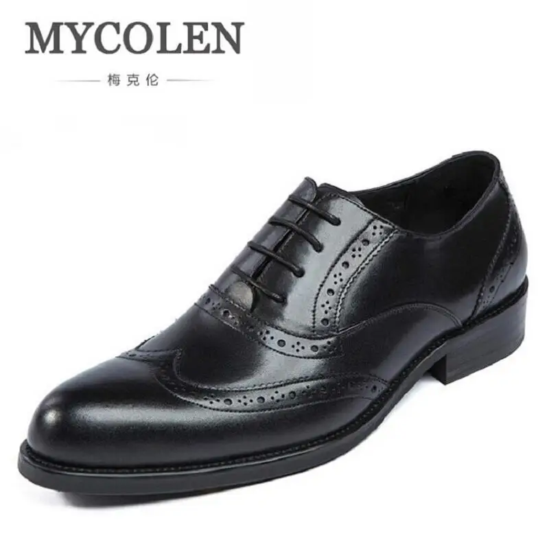 

MYCOLEN Men's Formal Oxford Dress Shoe Elegant Pointed Toe Design Men Shoes Luxury Black Leather Office Wedding Derby sapatenis