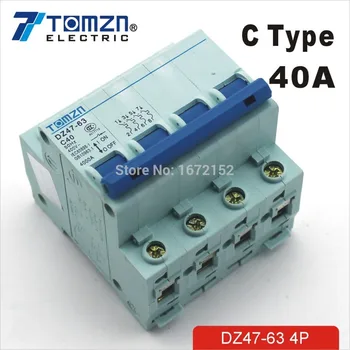 

4P 40A 240V/415V Circuit breaker MCB C TYPE 4 Poles